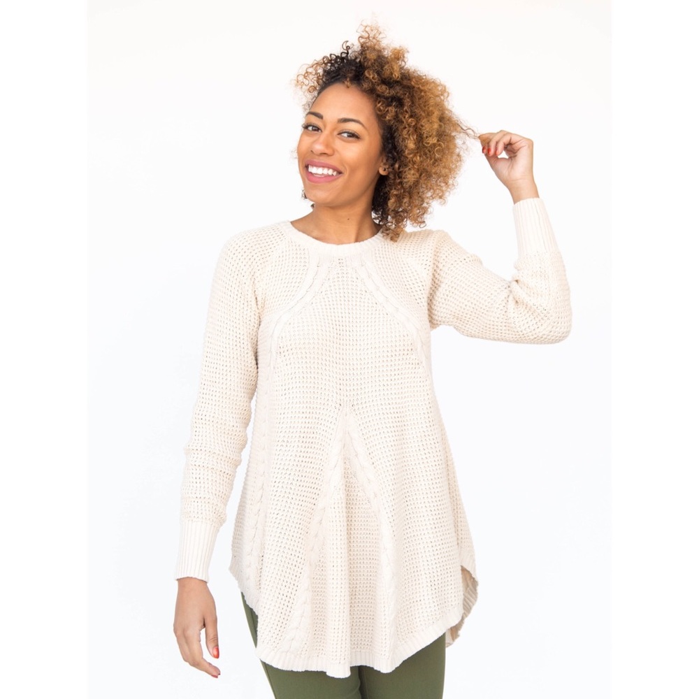 NWT XL Agnes & Dora Cream Cable Knit Pullover